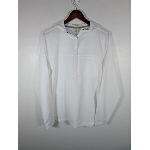 ExOfficio Shirt Womens XL White Hooded Pullover Fishing Sun Protection UPF